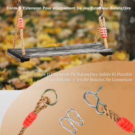 Pack of 2 Swing Extension Ropes, 6 Strands 3 Knot Rope PE + Metal Durable Multifunctional Portable Garden Outdoor Children's Swing Hammock Extension Rope with Connection Buckle