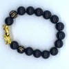 Unbranded 2pcs Feng shui Luck Black Bead Bracelet Golden Pi