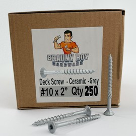 #10 x 2 Ceramic Coated Deck Screws, Length, T25 Drive, Rust Resistant, Grey Color, Qty (250)