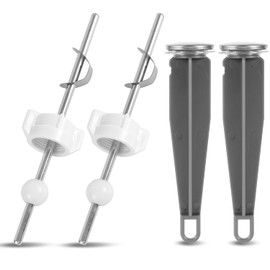 4pcs Pivot Rod Replacement, Sink Drain Parts with 2pcs Plug&2pcs Pop-Up Center Component Assembly Bathroom Sink Pop Up Stopper Compatible with Price Pfister & Popular Band(White,Grey)
