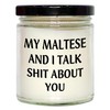 Maltese Dog Lover's Funny Gift: Vanilla Soy Candle, 9oz, Hand-Poured,