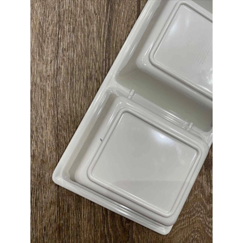 Artisan De Luxe BLUE ROSE SCROLL MELAMINE 3 Bowl DIVIDED
