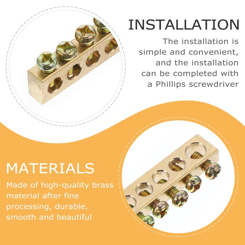 VILLCASE 10 Pcs 12 Holes Earthing Rod Distribution Cable Brass