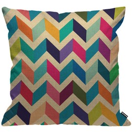 HGOD DESIGNS Cushion Cover Multicoloured Zig Zag Plain Blue Yellow Pink Throw Pillow Cover Home Decorative for Men/Women living room Bedroom Sofa Chair 18X18 Inch Pillowcase