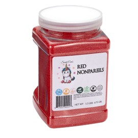 RED NONPAREILS-Dairy Free,Gluten Free,Egg Free,Vegan,Soy Free,Nuts Free,Kosher,Cakes,Cupcakes,Cookies,Toppings,Sprinkles For Baking,Decorating,Jimmies,Large,Bulk Candy,Sugar Shapes,