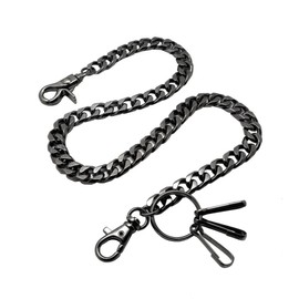 UNIQSUM Soft Cut Curb Cuban Link wallet chain Swivel Trigger snap Biker Punk Key chain (Gun-Metal)