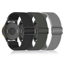 3 Pack Watch Bands 18mm Stretchy Nylon for Garmin Vivoactive 4S/ Venu 2S/ Venu 3S/ Vivoactive 3S, Soft Sport Band Quick Release Wristband Loop Elastic Strap for Men Women