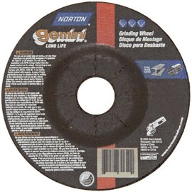 Norton Gemini Depressed Center Abrasive Wheel, Type 27, Aluminum Oxide, 5/8"-11 Hub, 9" Diameter x 1/4" Thickness (Pack of 10)