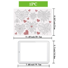 NBEADS Love Shaped Spider Web Rhinestone Iron on Hotfix, Heat Transfer Decal Bling Rhinestone Sticker Heat Transfer Patch Clothing Repair Applique for T-Shirt Clothing Pants Bags