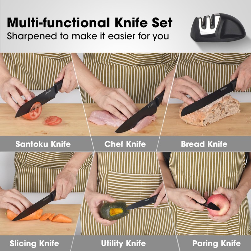 Knife Set, 10 Piece Kitchen Knife Set with Block and