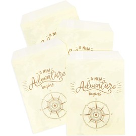 Sparkle and Bash Paper Adventure Bags - 5 x 7.5 In, 100 Ct, Beige - Greaseproof Polka Dot Design for Adventure Party Favors & Retirement Treat Bags