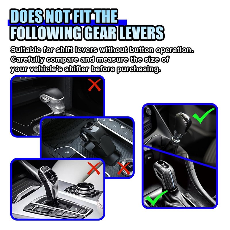 DUSCOKE Leather Car Gear Shift Knob Cover, Anti-Slip Breathable Car