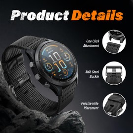 NotoCity Rugged Nylon Watch Bands Compatible with Garmin Vivoactive 3/5/6, 20mm Quick Release Watch Band for Garmin Forerunner 165/245/55