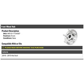Front Wheel Hub - Compatible with 2010-2015 Kia Soul