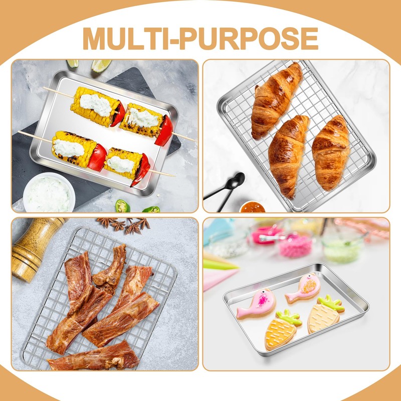 E-far Baking Sheet with Rack Set, 9.5” x 7.3” Stainless