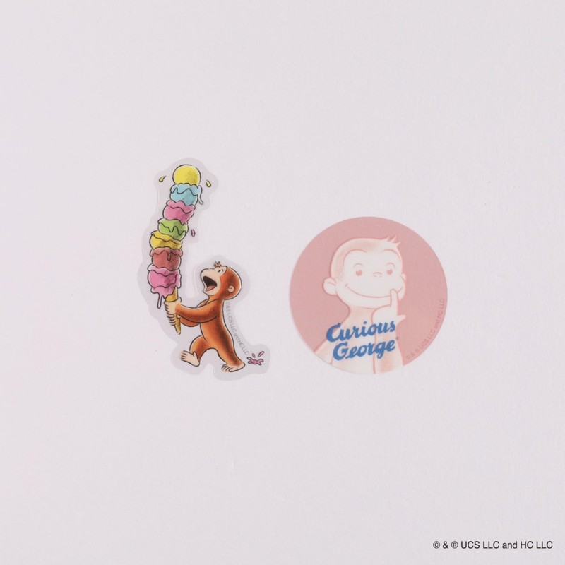Overglad Curious George Sticker Clear Sticker Set ice cream CGG-010
