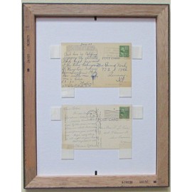 Postcard Frame for Three (3) 3.5" X 5.5" Postcards Walnut Frame White Matting