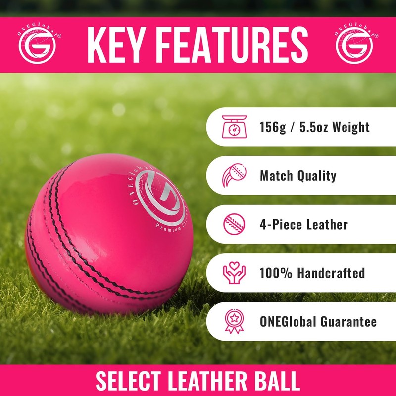 ONEGlobal Select Leather Cricket Ball | 100% Handcrafted, 156g -