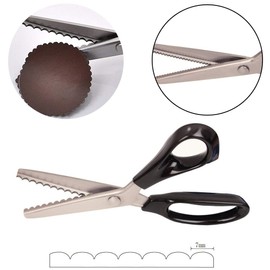 Pinking Shears, Stainless Steel Dressmaking Scissor, Serrated and Scalloped Blades, Professional Sewing Craft Cut, Tailor Zig-Zag Tool, Fabric Decoration Comfort Grip Soft Handheld (Scalloped 7mm)