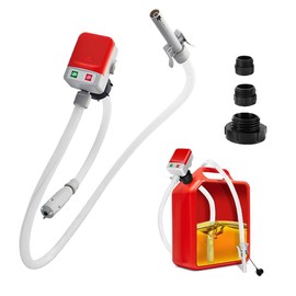 KBIBCK Fuel Transfer Pump with Auto Stop Sensor, Electric Petrol Pump, Electric Transfer Pump 2.4GPM with 3 Adapter Sizes, Fuel Pump with Hoses and Nozzle for Petrol Diesel Oil