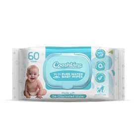 De-Chlorinated Pure Water Baby Wipes | Soft & Thick 60 Count (Pack of 1) Gentle Unscented Wipes for Sensitive Skin | 99.9% Pure Water Based | Alcohol-Free, Paraben-Free