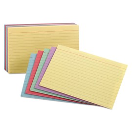 Oxford 40280 Ruled Index Cards, 3 x 5, Blue/Violet/Canary/Green/Cherry, 100/Pack