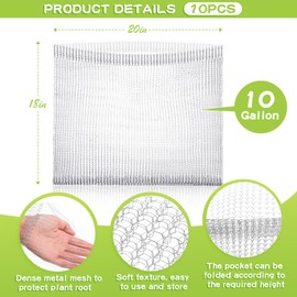 10 Pcs Root Guard Gopher Proof Wire Basket Stainless Steel Gopher Baskets Gopher Cages for Planting Underground Knitted Wire Plant Protector Garden Netting for Root Protection (10 Gallon)