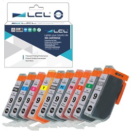 LCL PGI9 PGI9E PGI-9 (10-PACK PBK MBK C M Y PC PM G R GY) Ink Cartridge Compatible for Canon Pixma: Pro 9500 Pro9500 Mark II