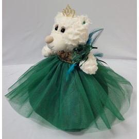 KINNEX COLLECTIONS SINCE 1997 12" Quince Anos Teddy Bear with Dress Embroidery Mis 15 Anos (Centerpiece) ~ B09631-33G (Emerald Green)
