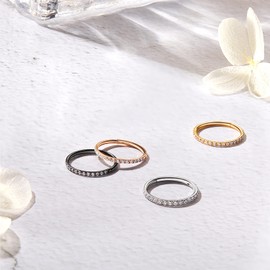 316L Surgical Steel 16G Cartilage Earrings Hoop Hinged Septum Nose Rings Helix Tragus Daith Earring Jewelry with CZ Gem, 16 Gauge, 14K Gold, 6mm