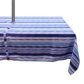 Alan Symonds STRIPED BLUE/MULTI OUTDOOR TABLE COVERING (TABLECLOTH 60" X 120")