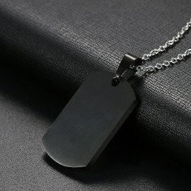 OIDEA 2 x Stainless Steel Couples Dog Tag Necklaces Black with Her Beast His Beauty Chains with Zirconia Gifts for Men and Women with/Without Engraving, Stainless Steel, Cubic Zirconia