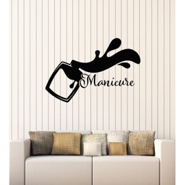Vinyl Wall Decal Nail Polish Beauty Nails Salon Manicure Female Hand Stickers Mural Large Decor (g7301) Black