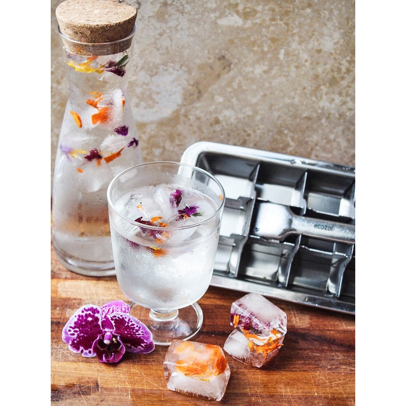Ecozoi Stainless Steel Metal Ice Cube Trays With Easy Release