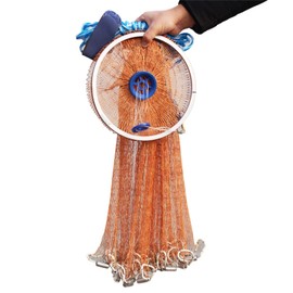 Cast Fishing Net with Aluminum Frame, 0.8 inch Mesh, 7.8-13.8 ft Diameter
