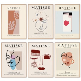 Rossorha wallart08 Matisse - Impresiones artísticas para pared, 6 unidades bohemias para pared, decoración de habitación, lona Henri Matisse para recámara, sala de estar, oficina y pared
