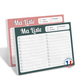 WHINAT Notepad Note & To Do List - "Ma List" - Your Memo List to Hand to Plan, Organise & Don't Forget - Pack of 2 Notebooks, 1 Green & 1 Pink