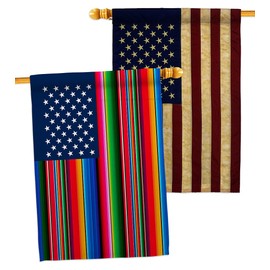 American Flags Mexican Serape Blanket Flag Vintage American Flags For Outside House Wall Decor Home Bandera Para Mexico USA Poster Independence Day Prade 4th Of July Decoration Gift Canvas US Tapestry