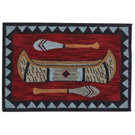 Park Designs 24" x 36" Hand-Hooked Wilderness Canoe Rug | Farmhouse Style Accent | Kitchen, Bathroom, or Entryway Mat | 2x3 Rustic Country Run | Summer Decor Doormat