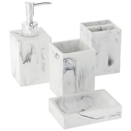 Sweet Home Collection Bathroom Accessories Collection Unique Decorative Beautiful Designs Bath Décor, 4 Piece Set, Plaza, (Pack of 6)