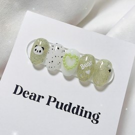 [Handmade Nail Tips] Panda Bear Nail Tips - Short Oval / [수제네일팁] 팬더베어 네일팁 - 숏오벌