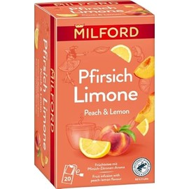 MILFORD Pfirsich Limone | Früchtetee mit Pfirsich-Zitronen-Aroma | 20 Teebeutel