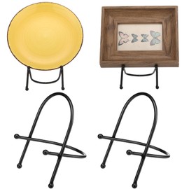 Yaocom 2 Pack Tabletop Easel Metal Curved Display Stand Black Iron Easel for Plate Holder 5" H x 3. 27" W x 4" D for Decorative Plate Book Picture Photo Artistic Work