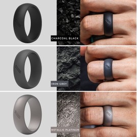 ThunderFit Silicone Wedding Rings for Men, 12 Rubber Engagement Bands 8.7mm Wide 2.5mm Thick (8-8.5 (18.6mm))