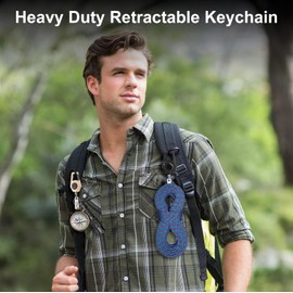 Retractable Keychain Badge Holder Reel 3 Pack, Heavy Duty Retractable Badge Reel Carabiner ID Badge Holder Clip with 27” Steel Cord and Key Ring