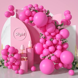 Styirl Hot Pink Balloons Garland Kit - 154 pcs 5/10/18 inch Party Latex Ballons As Birthday Balloons/Merry Chritmas Balloons/Graduation Balloons/Gender Reveal Balloons for Birthday/Baby Shower/Wedding