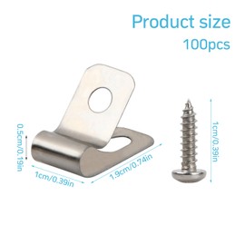 Tibapla Pack of 100 Fence Wire Fence Clips, Stainless Steel Wire Clips, Mounting Brackets with Screws, Fence Wire Clamps, Agriculture Fence Mounting Clips for Offices, Homes, Fence Mounting