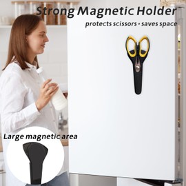 Heavy Duty Scissors Kitchen Shears with Magnetic Holder,Dishwasher Safe Stainless Steel Meat Cooking Scissors,Multifunctional All Purpose Sharp Scissors for Food,Meat,BBQ(Yellow)