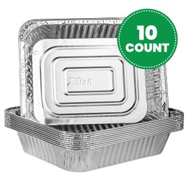 PLASTICPRO Disposable 9 x 13 Aluminum Foil Pans Half Size Deep Steam Table Bakeware - Cookware Perfect for Baking Cakes, Bread, Meatloaf, Lasagna Pack of 10
