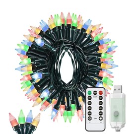 Solhice 40ft Christmas Lights USB Powered for Car 120 LEDs, Mini String Lights with Remote Control, Multicolor Xmas Tree Lights for Golf Cart Indoor Outdoor Decor
